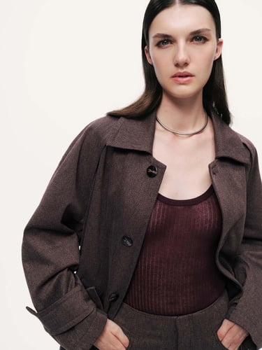  Kemer Detaylı Yün Midi Trençkot