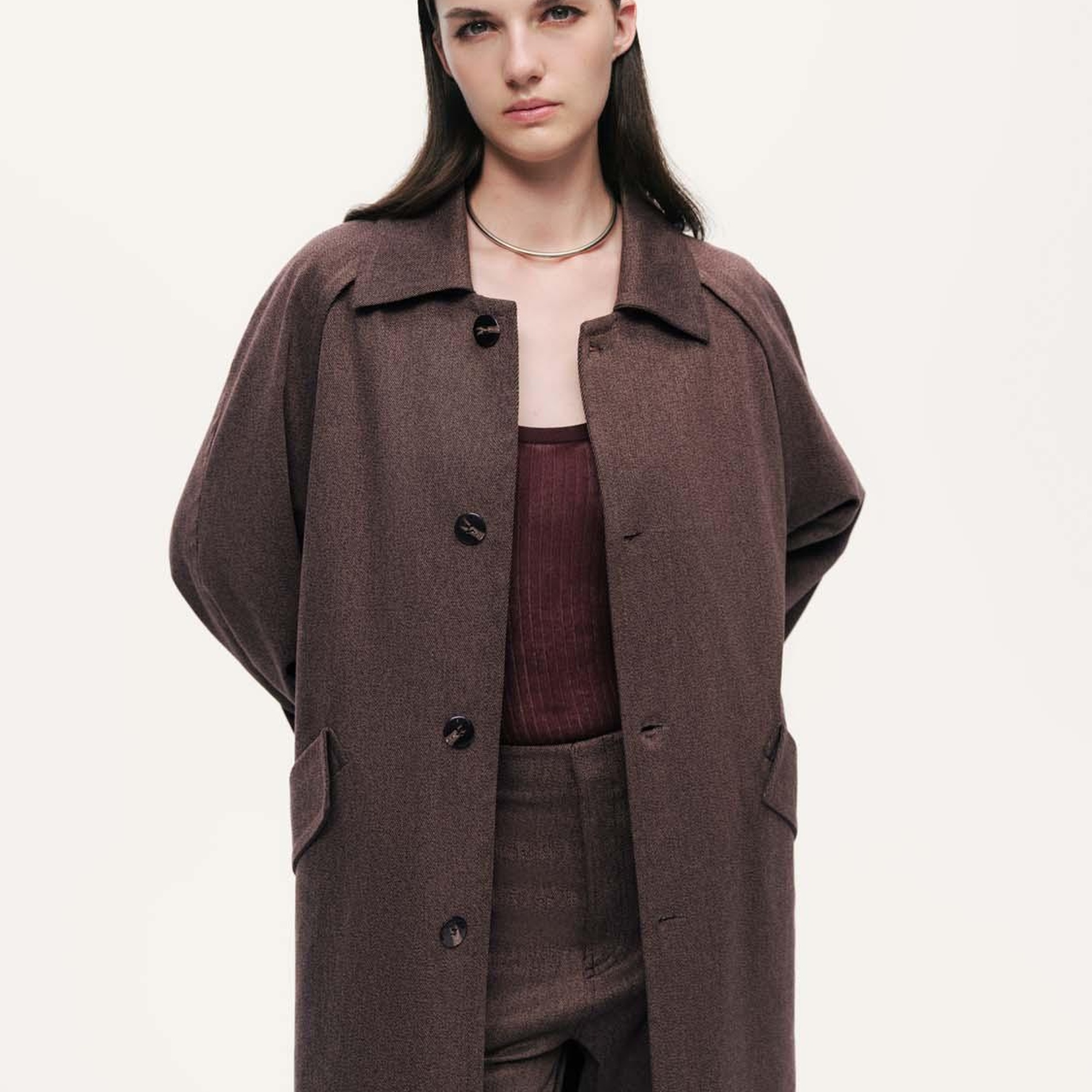 Kemer Detaylı Yün Midi Trençkot