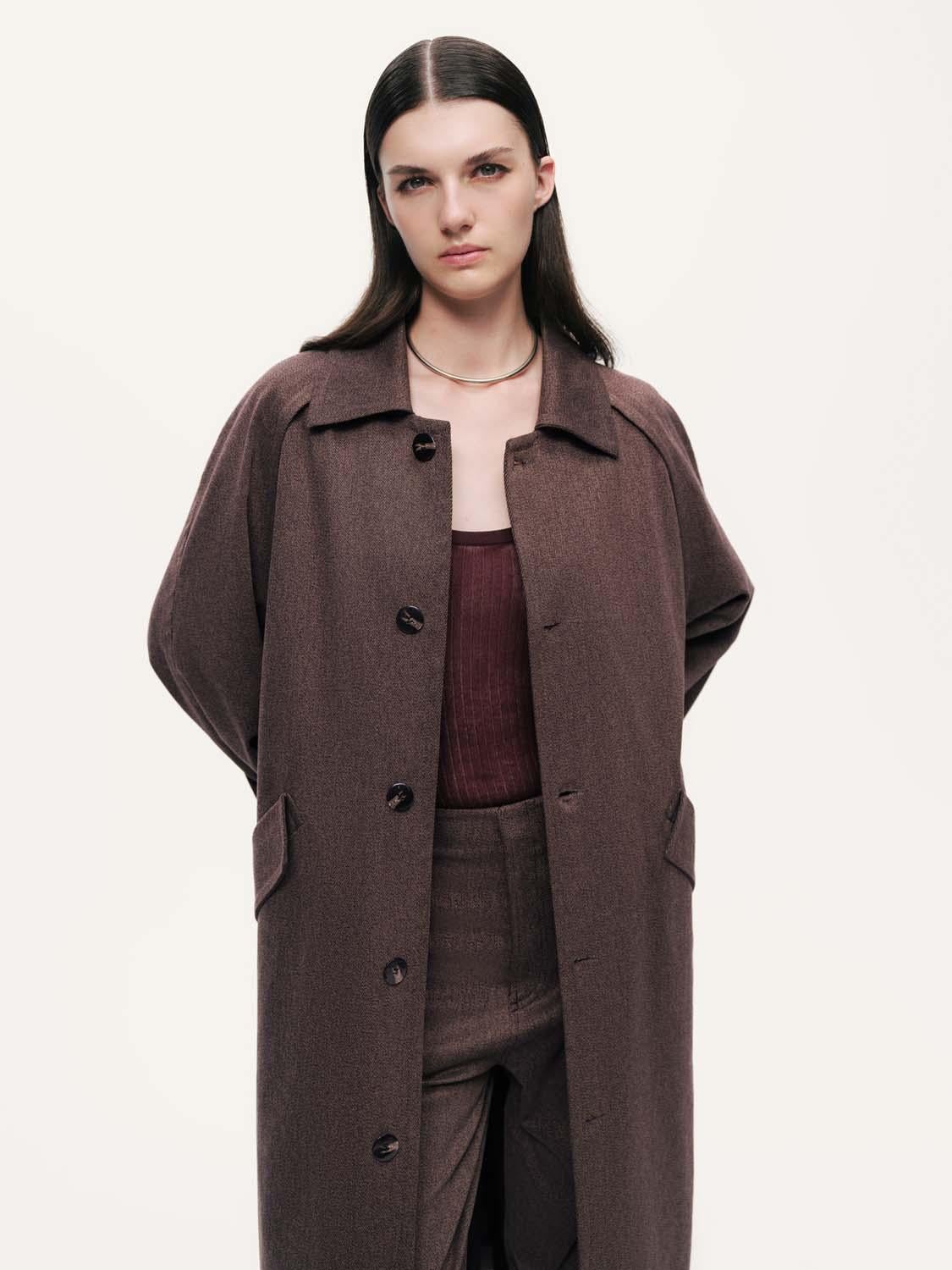  Kemer Detaylı Yün Midi Trençkot