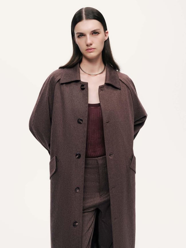  Kemer Detaylı Yün Midi Trençkot