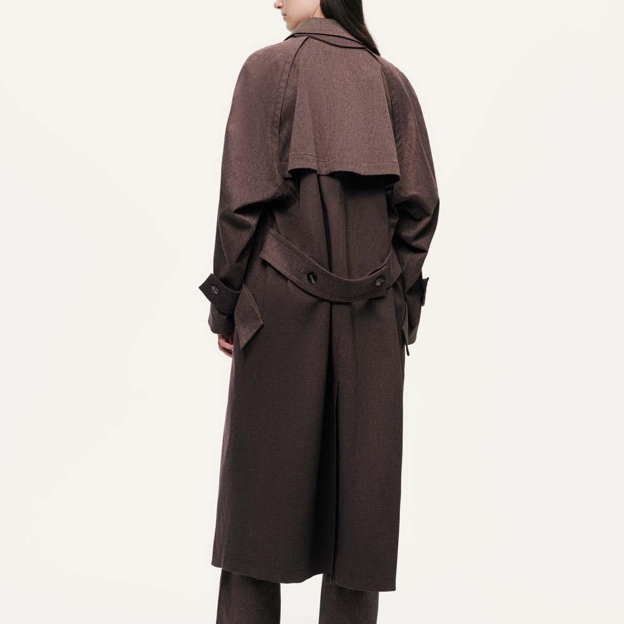 Kemer Detaylı Yün Midi Trençkot