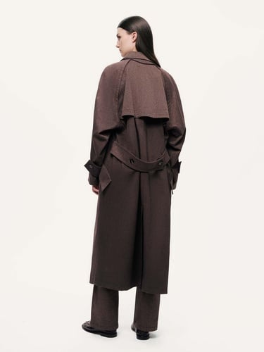  Kemer Detaylı Yün Midi Trençkot