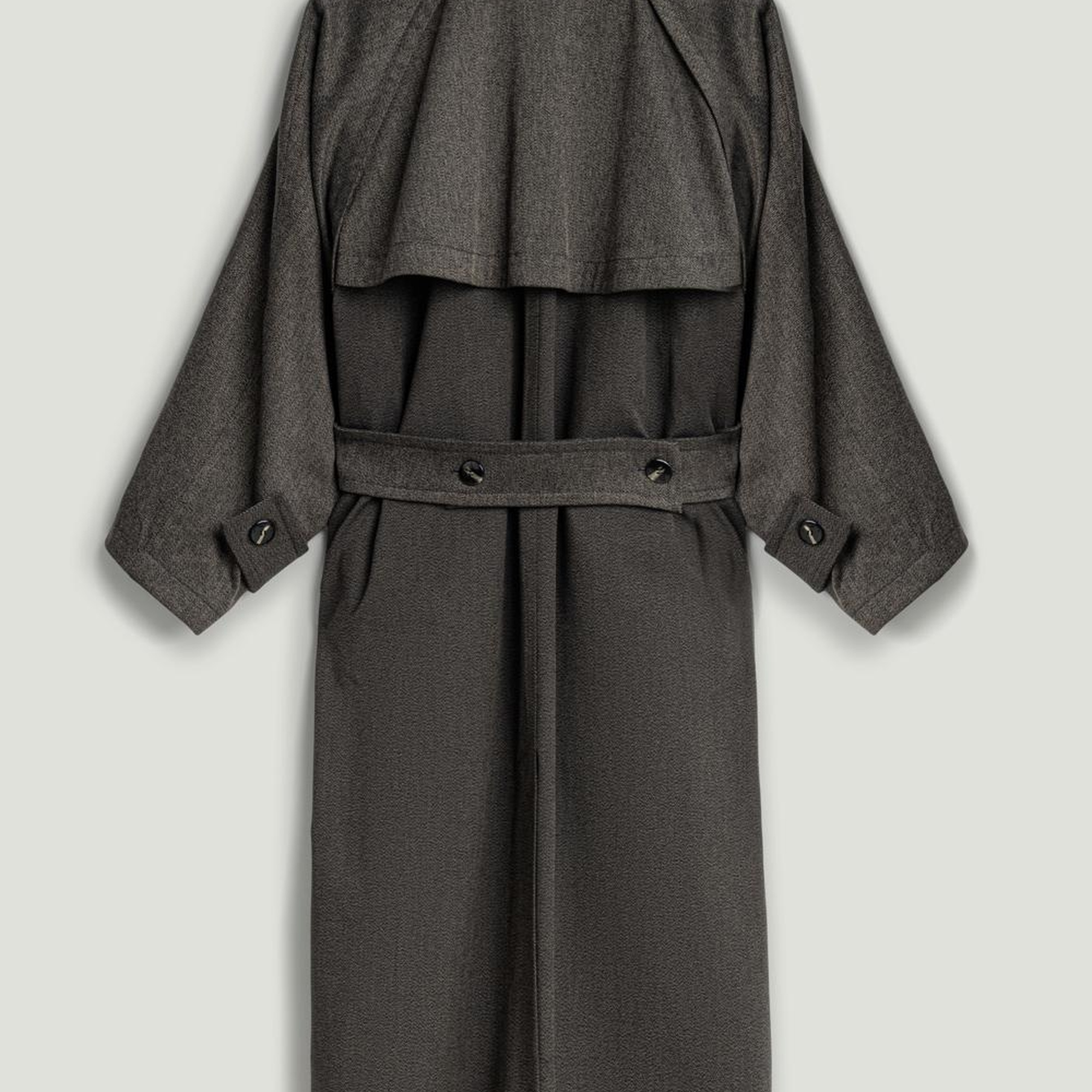 Kemer Detaylı Yün Midi Trençkot