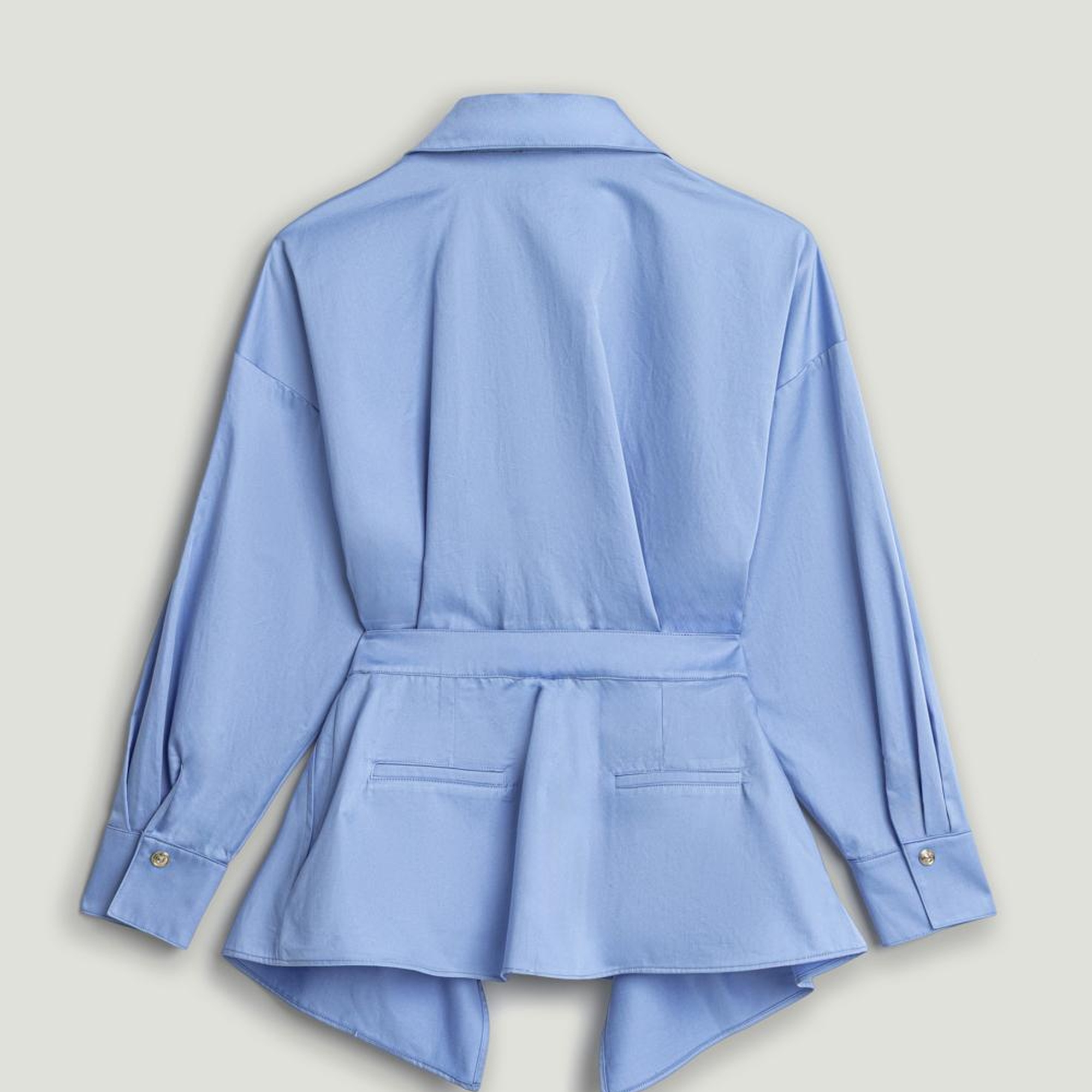 Bel Detaylı Poplin Gömlek