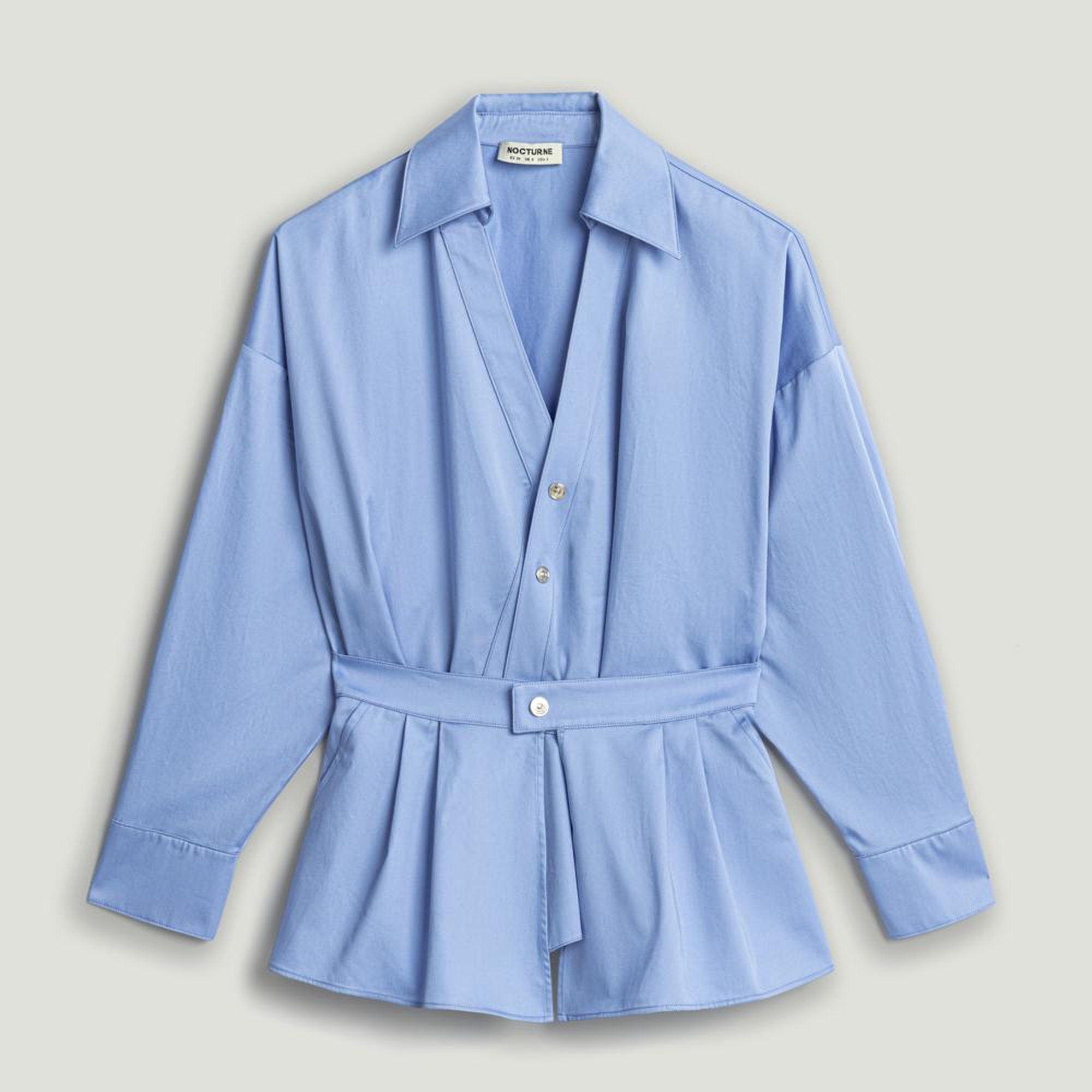 Bel Detaylı Poplin Gömlek