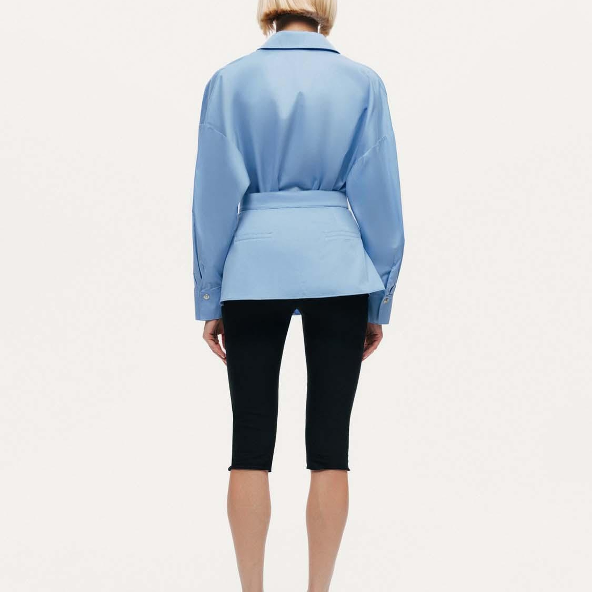 Bel Detaylı Poplin Gömlek