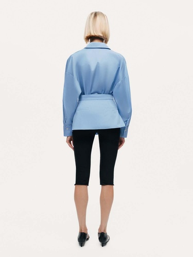  Bel Detaylı Poplin Gömlek