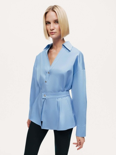  Bel Detaylı Poplin Gömlek