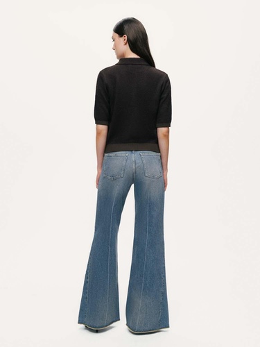  Düğme Aksesuarlı Kontrast Triko