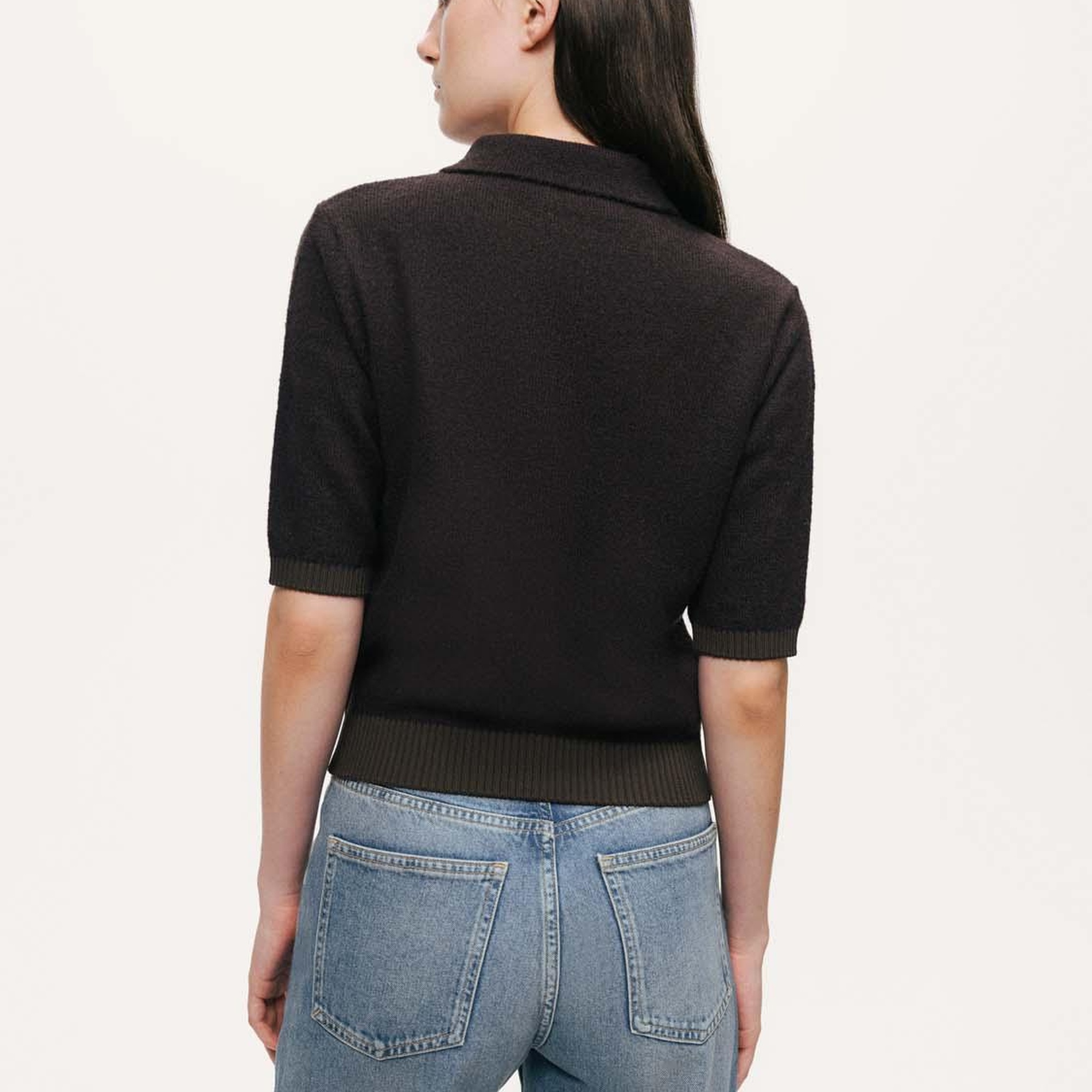 Düğme Aksesuarlı Kontrast Triko