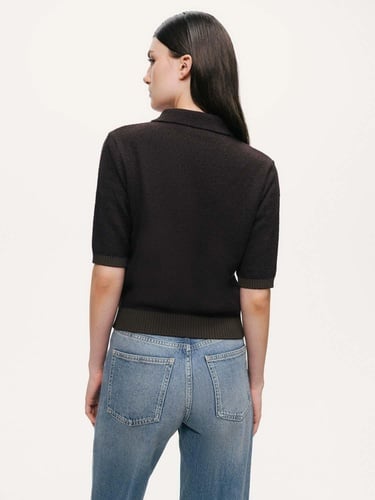  Düğme Aksesuarlı Kontrast Triko