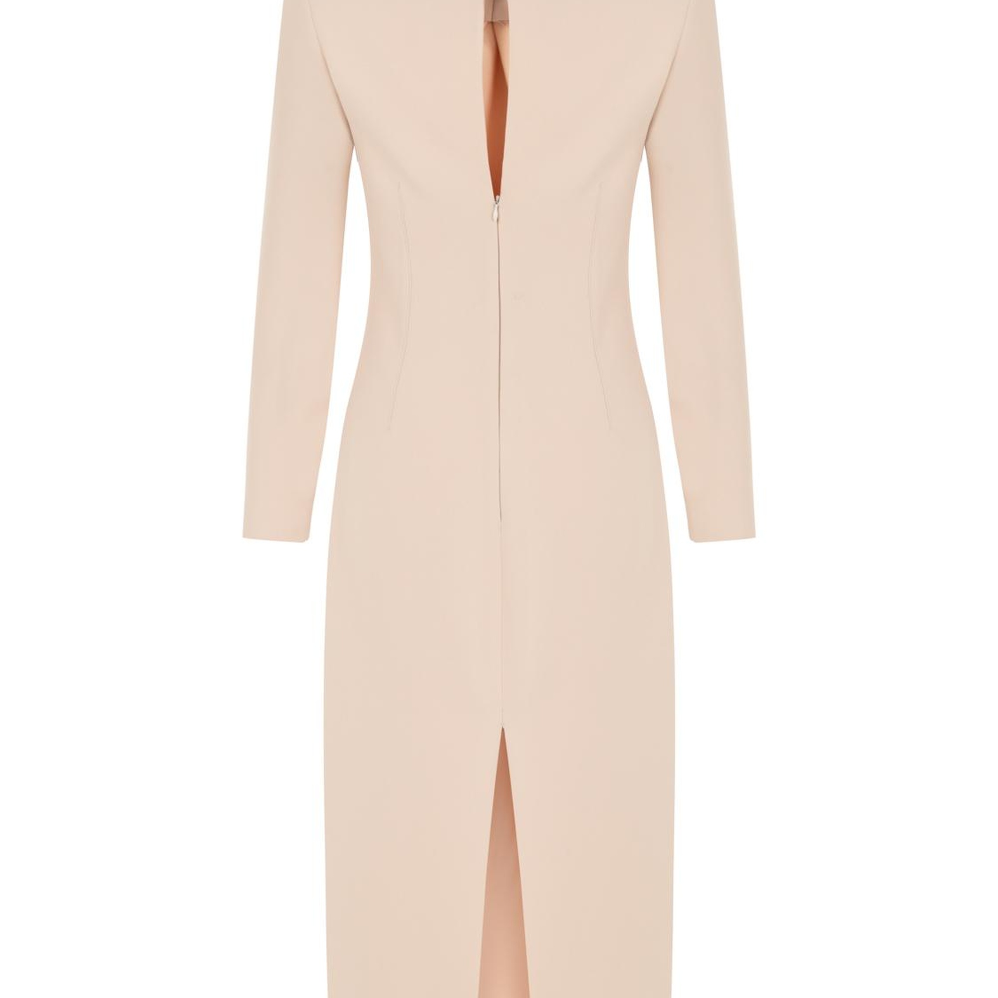 Vatkalı Kravat Yaka Midi Elbise