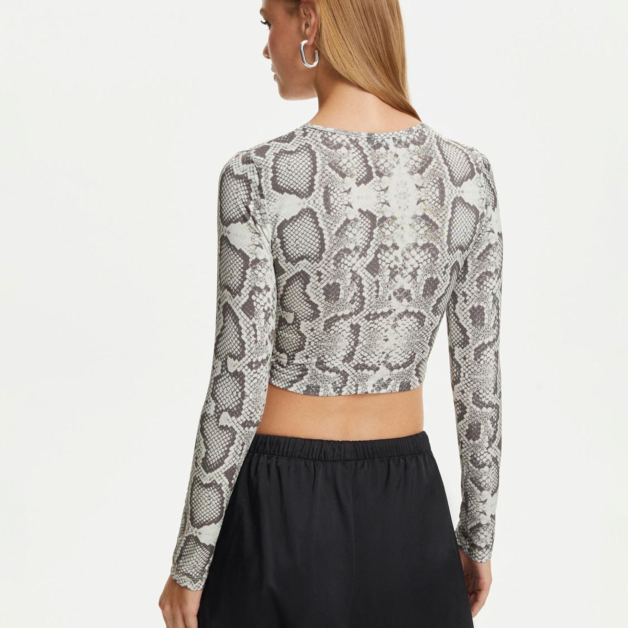 Gümüş Yılan Desen Crop