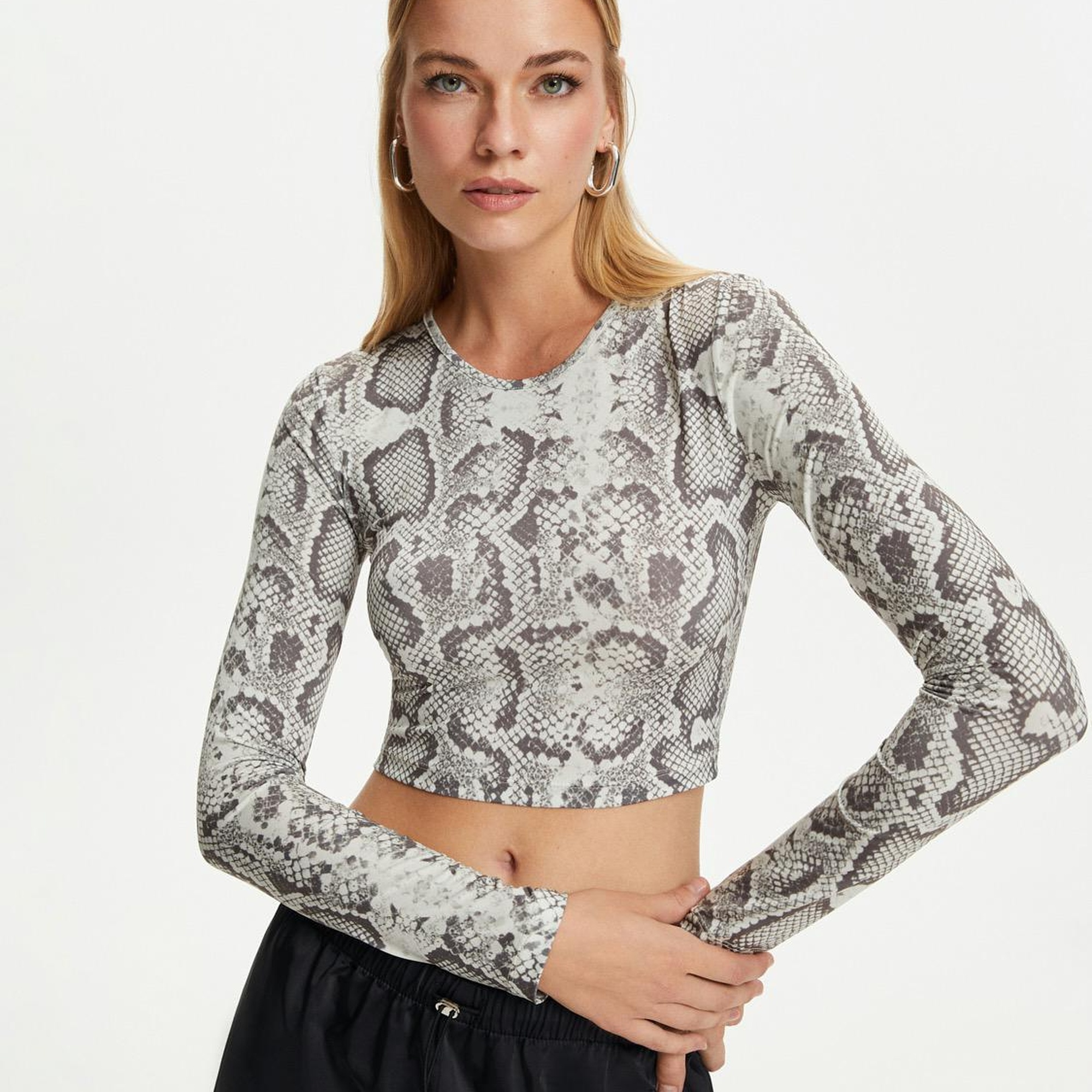 Gümüş Yılan Desen Crop