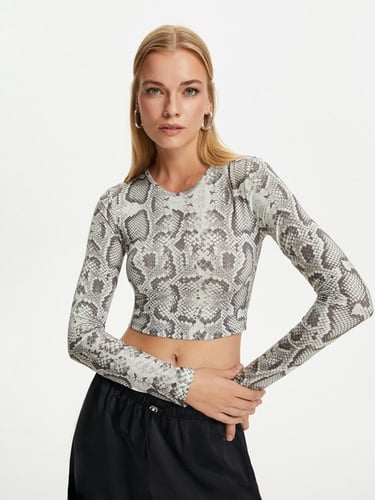  Gümüş Yılan Desen Crop