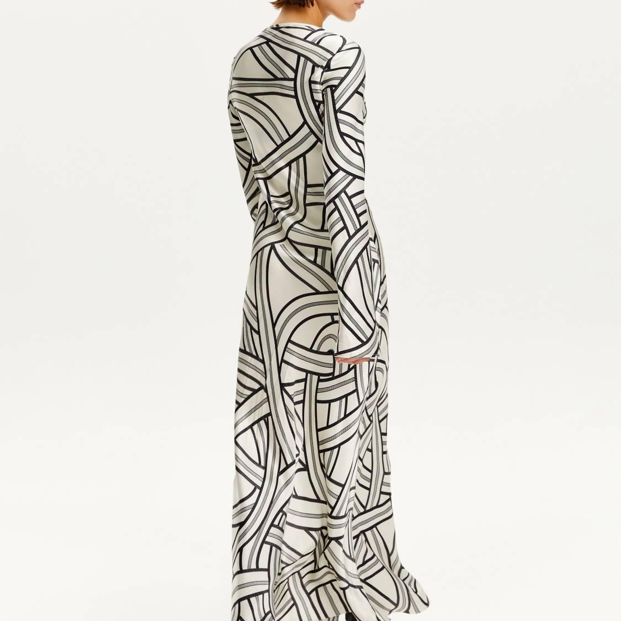 Monokrom Desenli Elbise