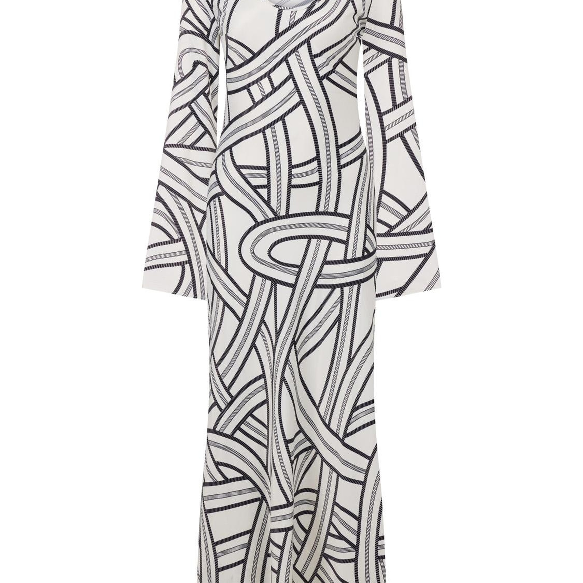 Monokrom Desenli Elbise