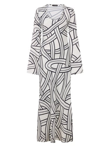  Monokrom Desenli Elbise