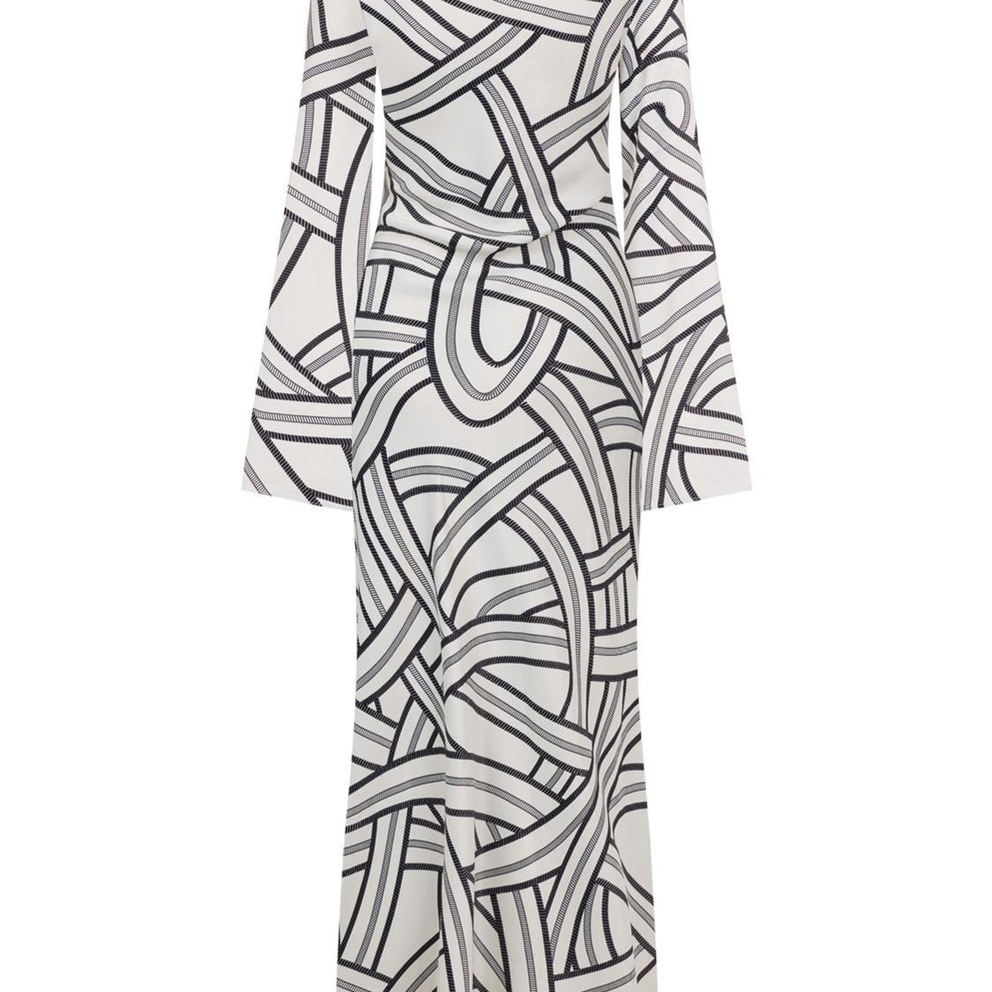 Monokrom Desenli Elbise