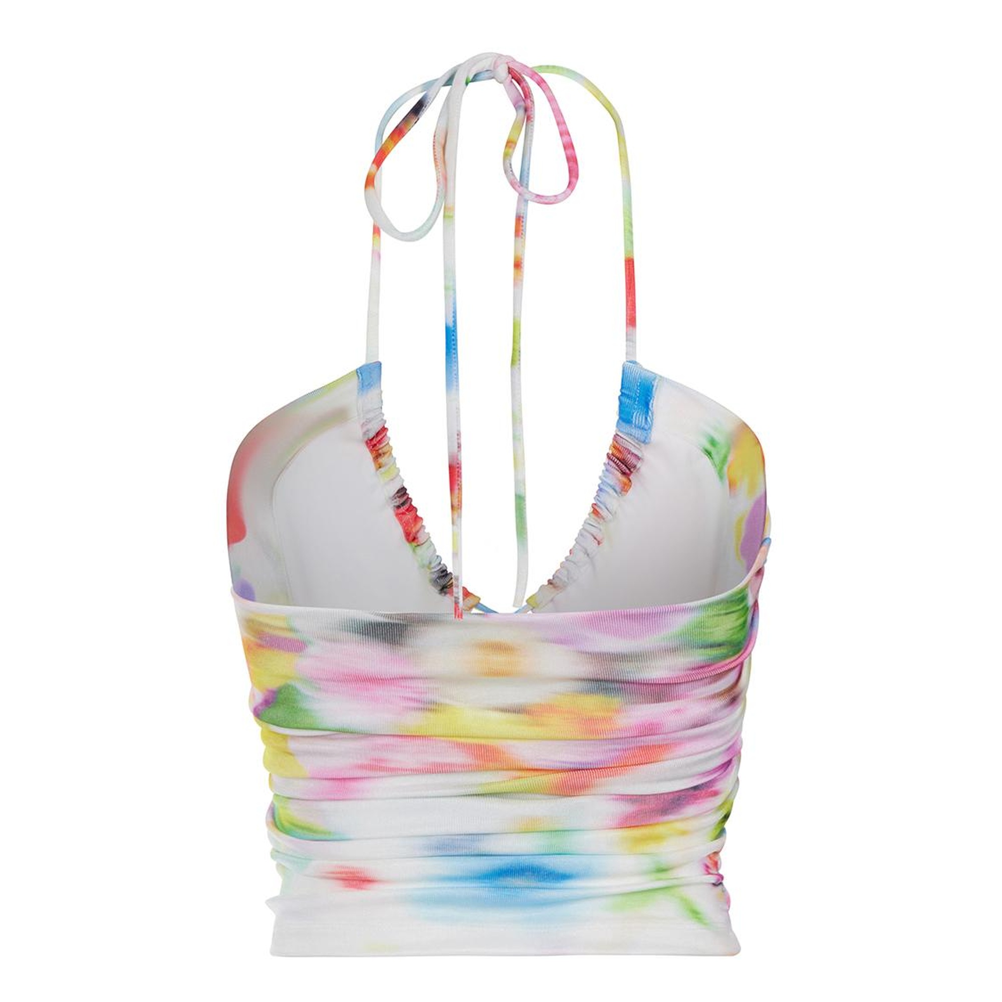 Dekolte Detaylı Desenli Crop Top