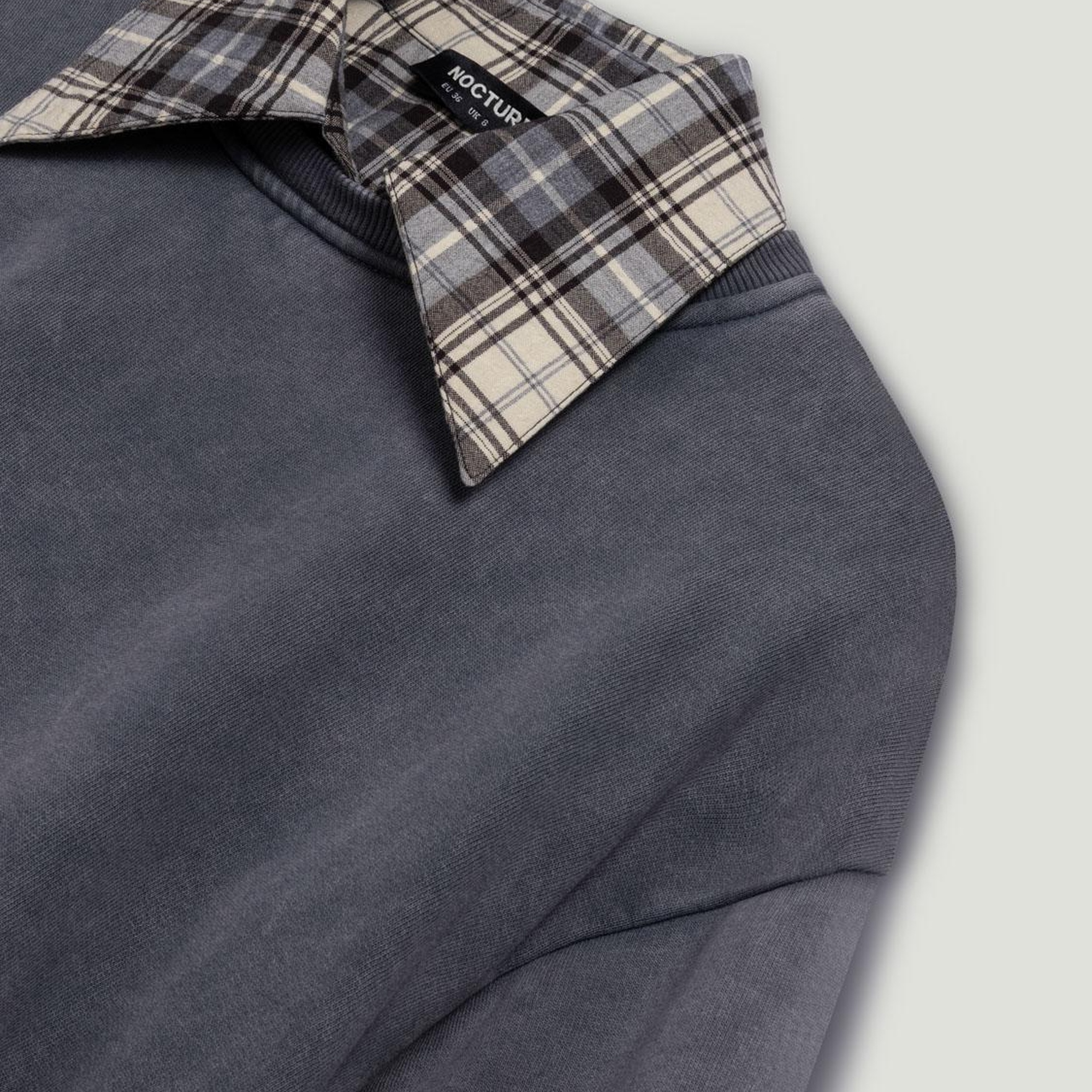 Ekose Gömlek Detaylı Sweatshirt