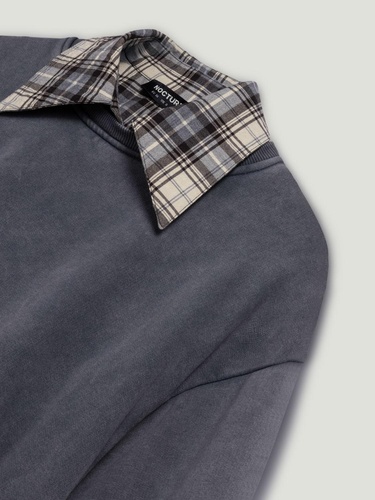  Ekose Gömlek Detaylı Sweatshirt