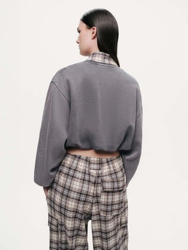  Ekose Gömlek Detaylı Sweatshirt