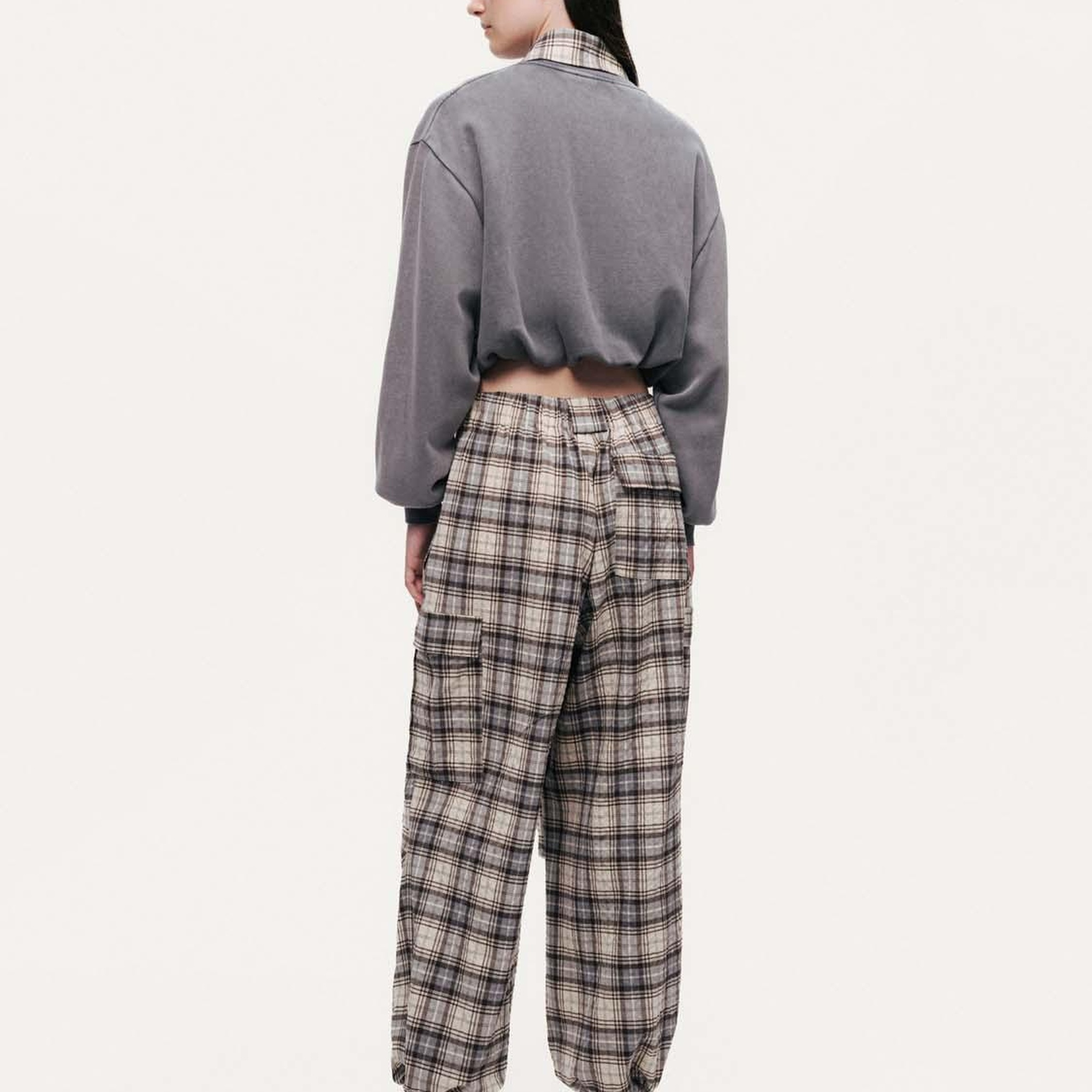 Ekose Gömlek Detaylı Sweatshirt