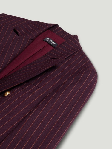  Kruvaze Çizgili Blazer Ceket