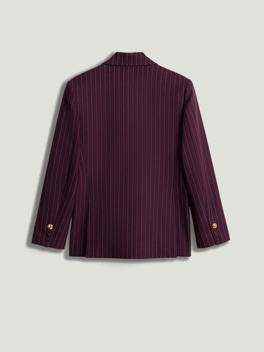  Kruvaze Çizgili Blazer Ceket