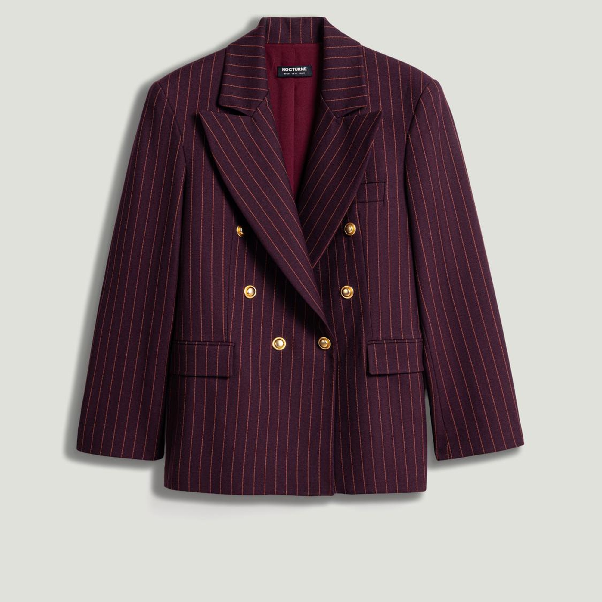 Kruvaze Çizgili Blazer Ceket