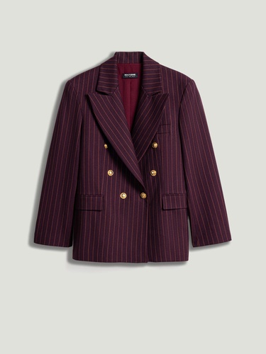  Kruvaze Çizgili Blazer Ceket