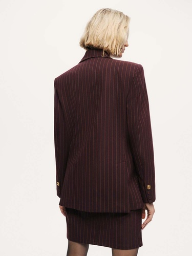  Kruvaze Çizgili Blazer Ceket