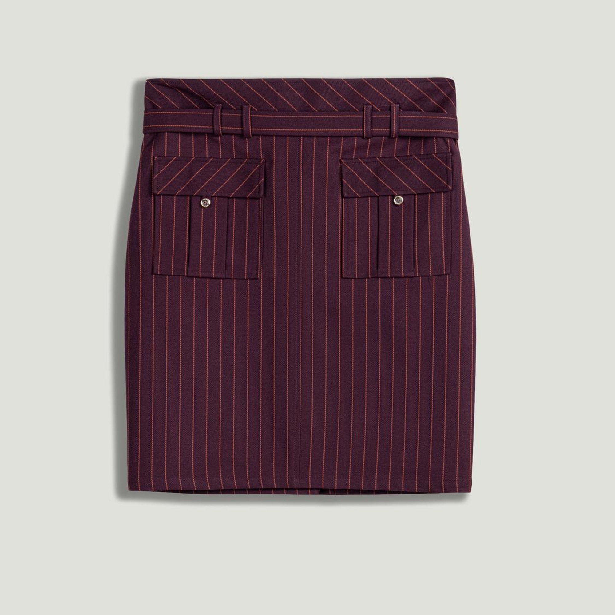 Kemerli ve Yırtmaçlı Mini Etek