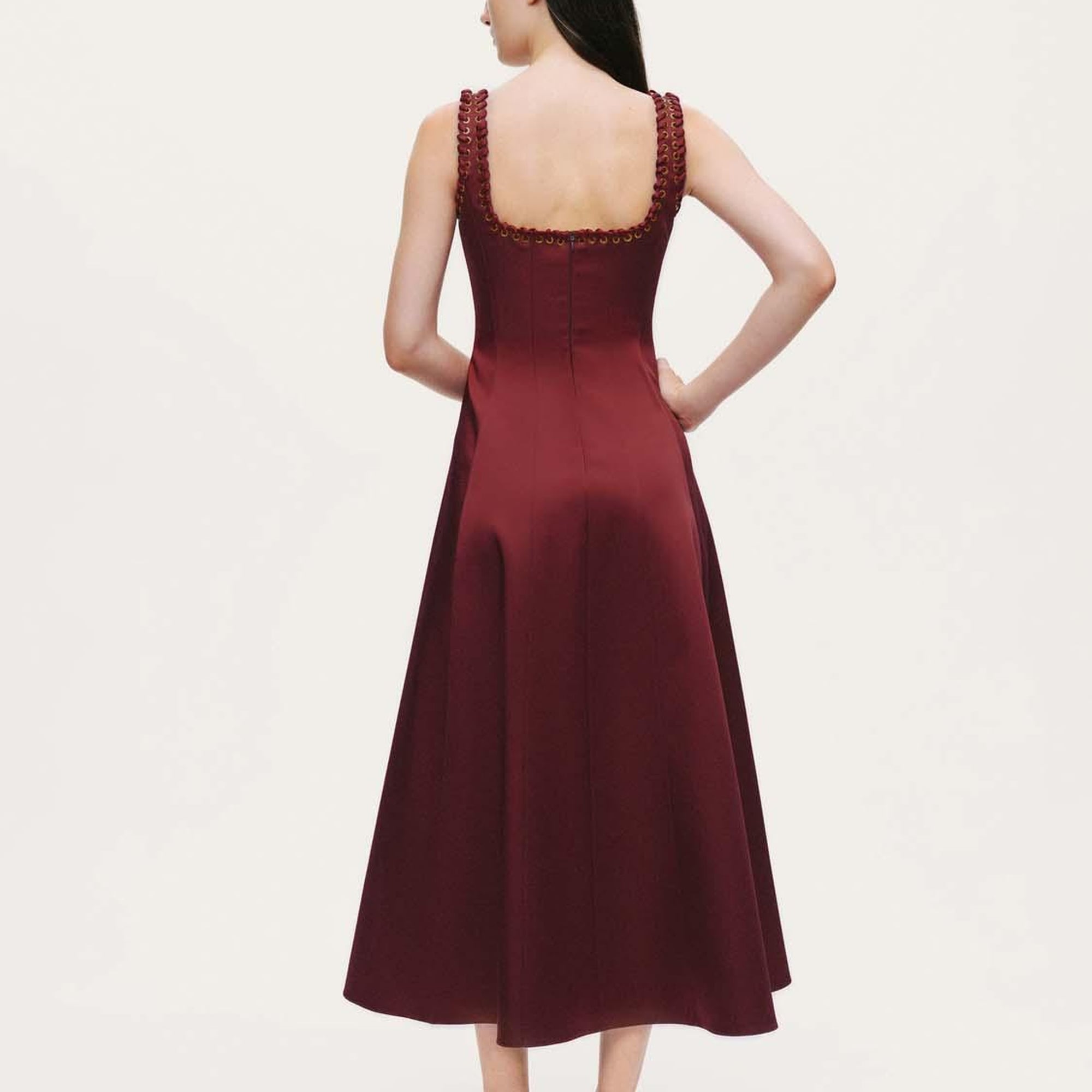 Kuş Gözü Detaylı Midi Elbise