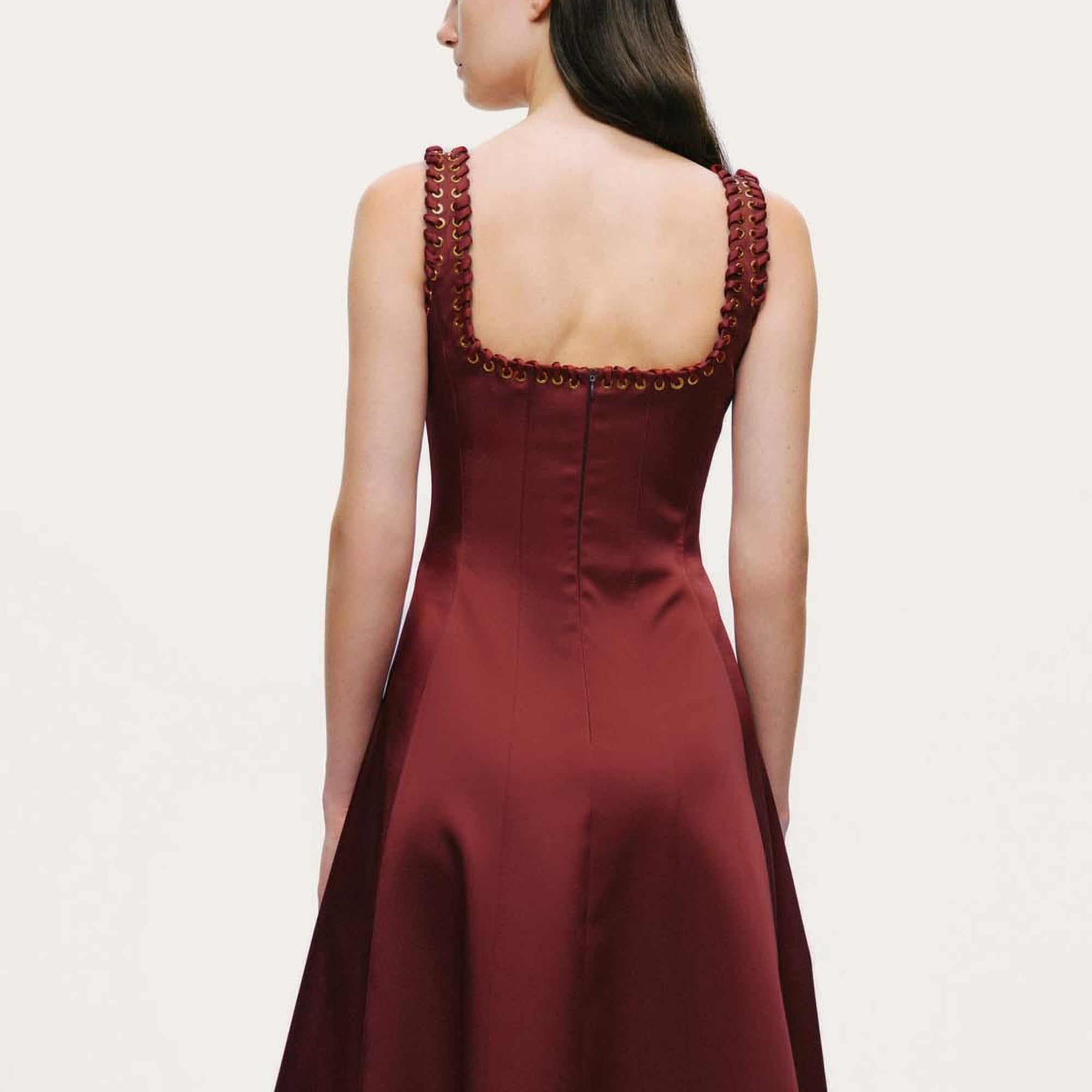 Kuş Gözü Detaylı Midi Elbise