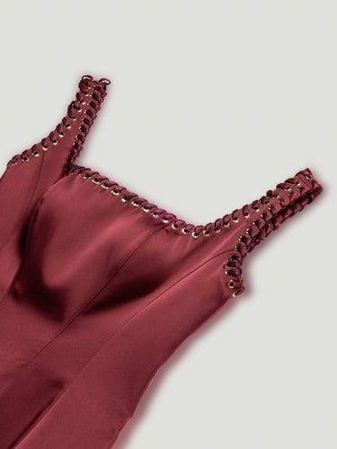  Kuş Gözü Detaylı Midi Elbise