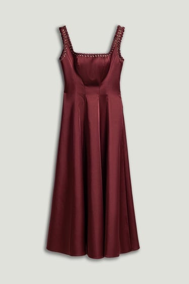  Kuş Gözü Detaylı Midi Elbise