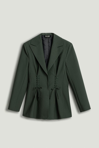  Kurdele Detaylı Vatkalı Ceket