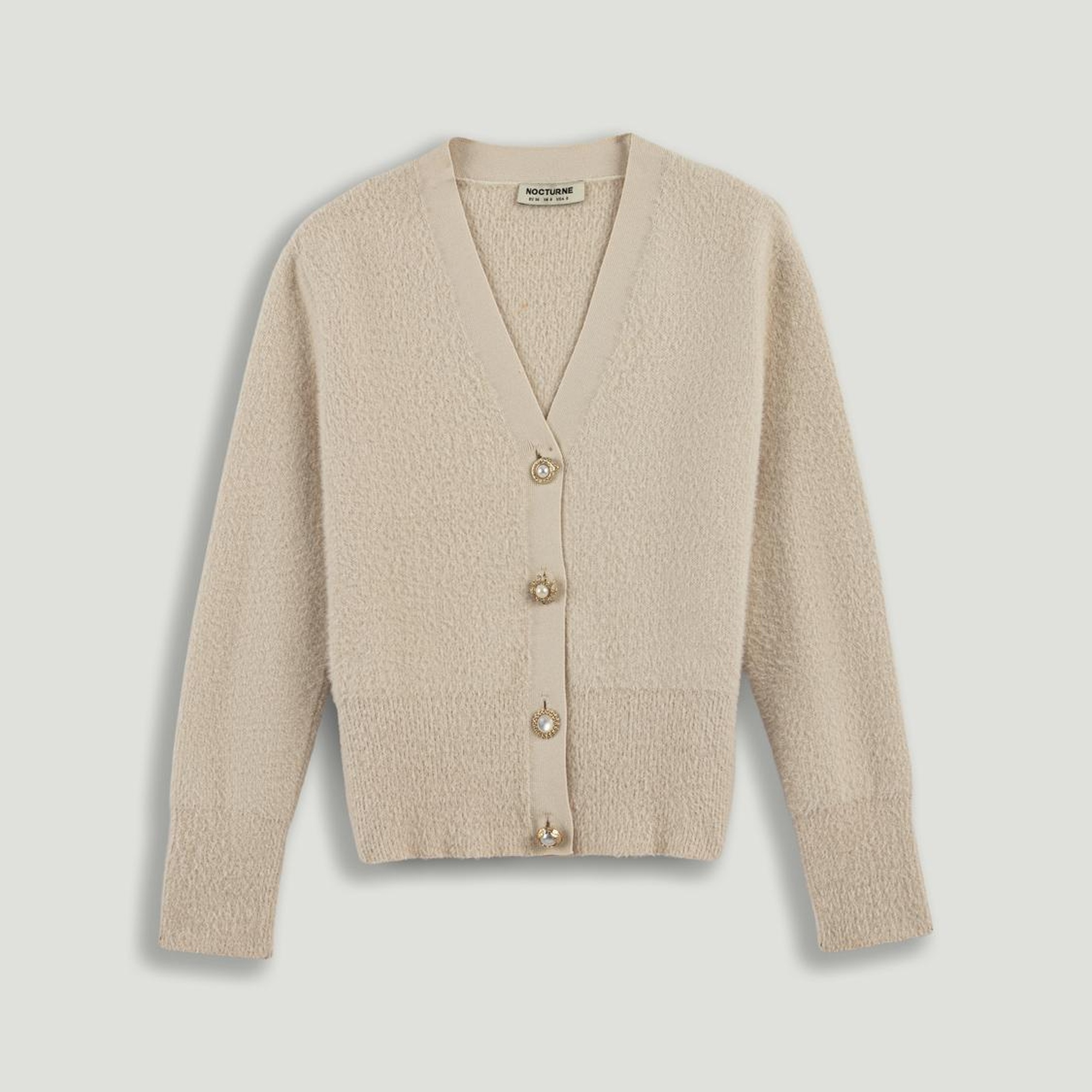 İnci Düğme Aksesuarlı Triko