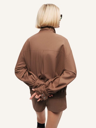  Kemerli Yüksek Yakalı Ceket