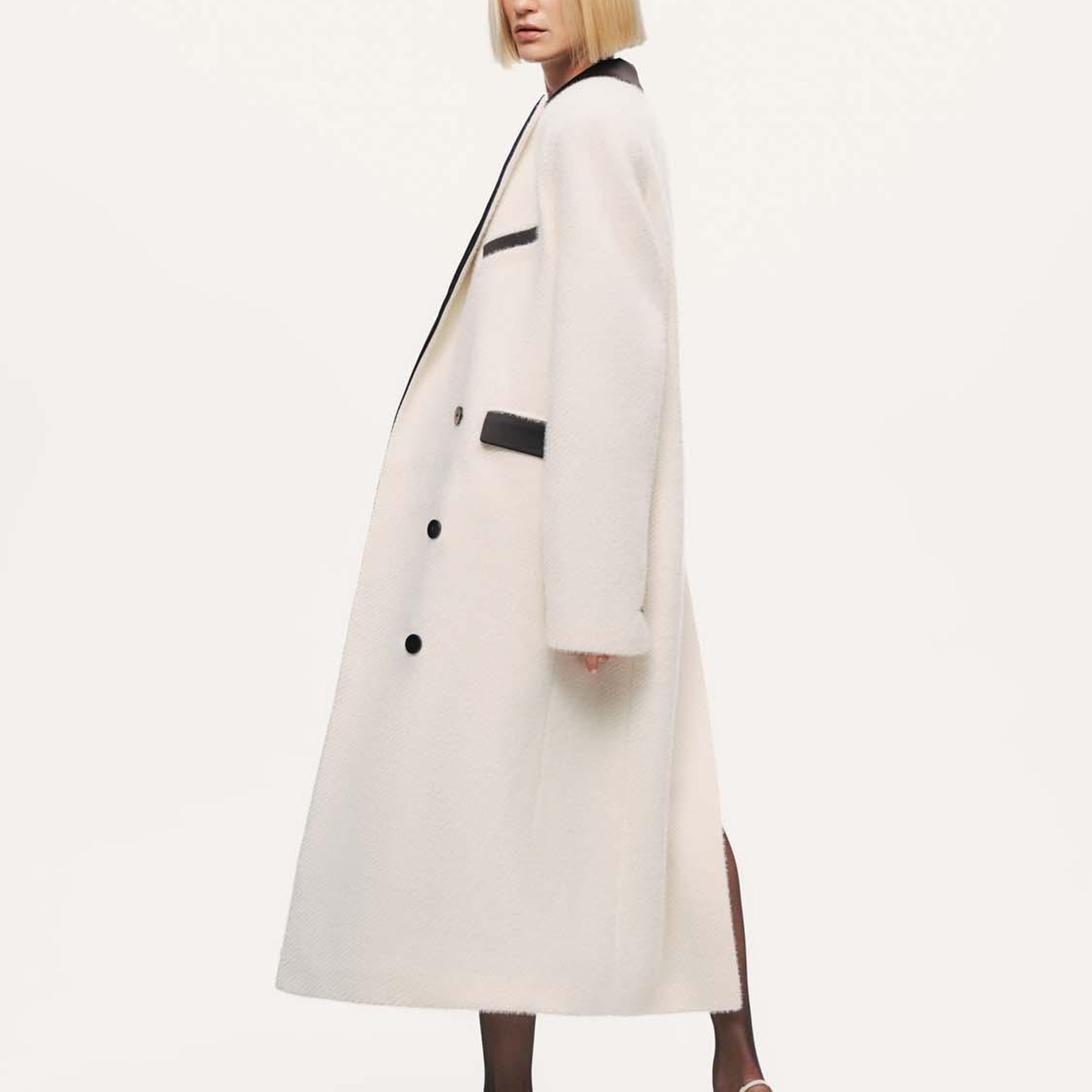 Kontrast Detaylı Maxi Kaban