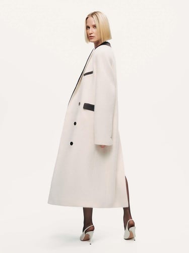  Kontrast Detaylı Maxi Kaban