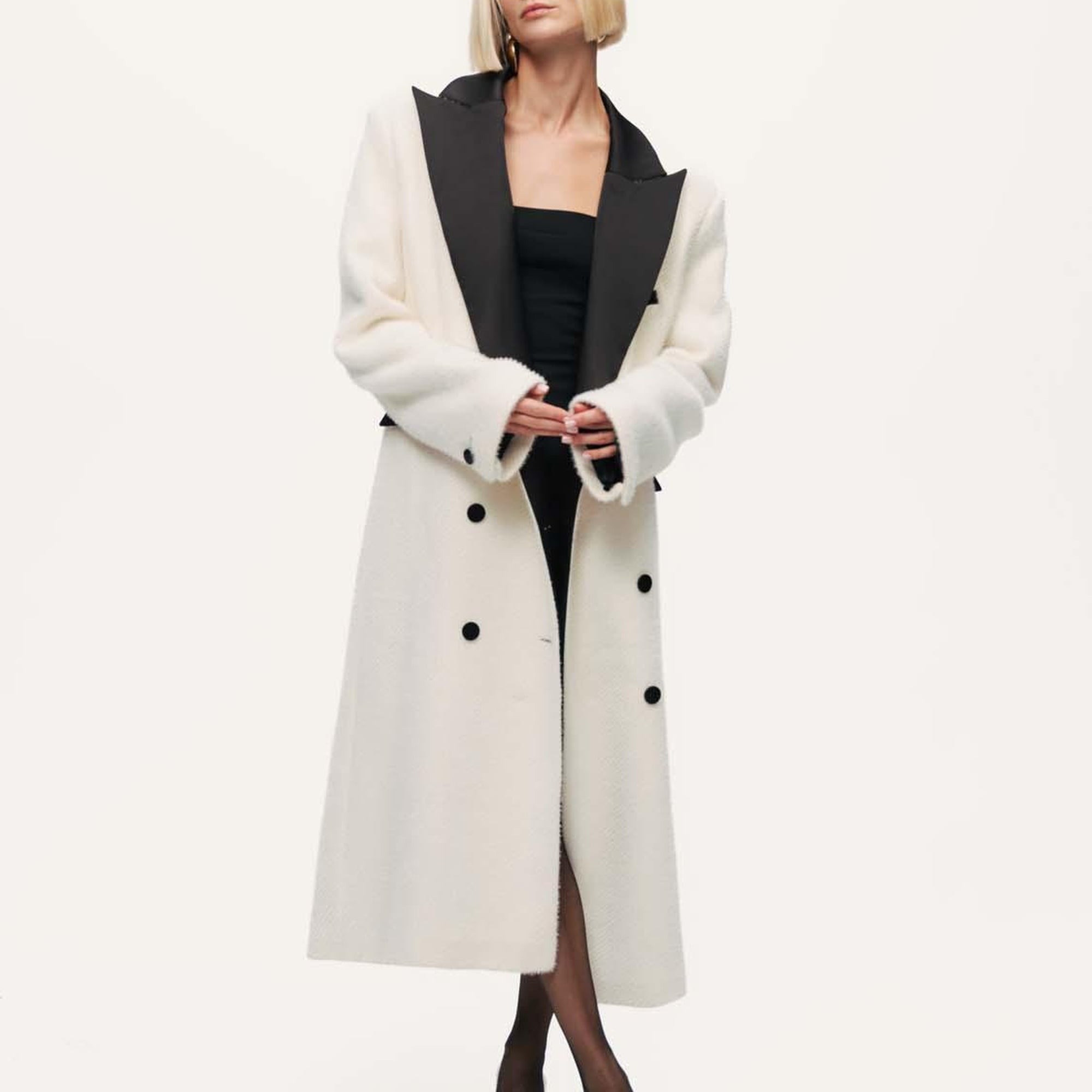 Kontrast Detaylı Maxi Kaban