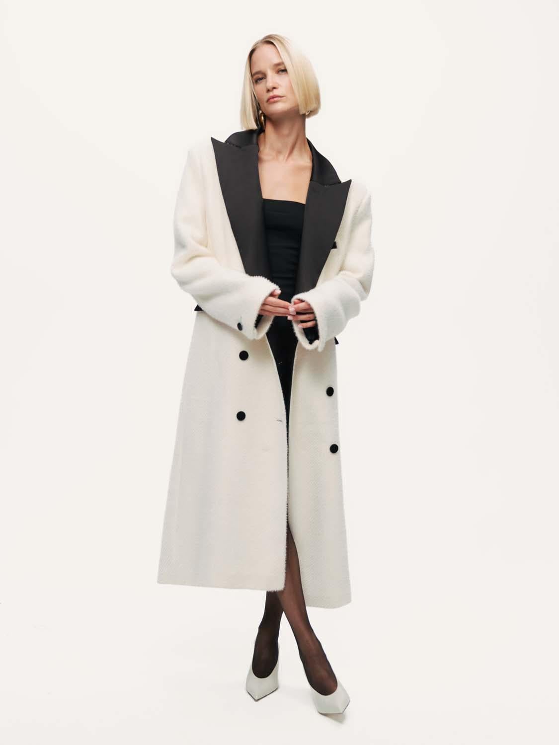  Kontrast Detaylı Maxi Kaban