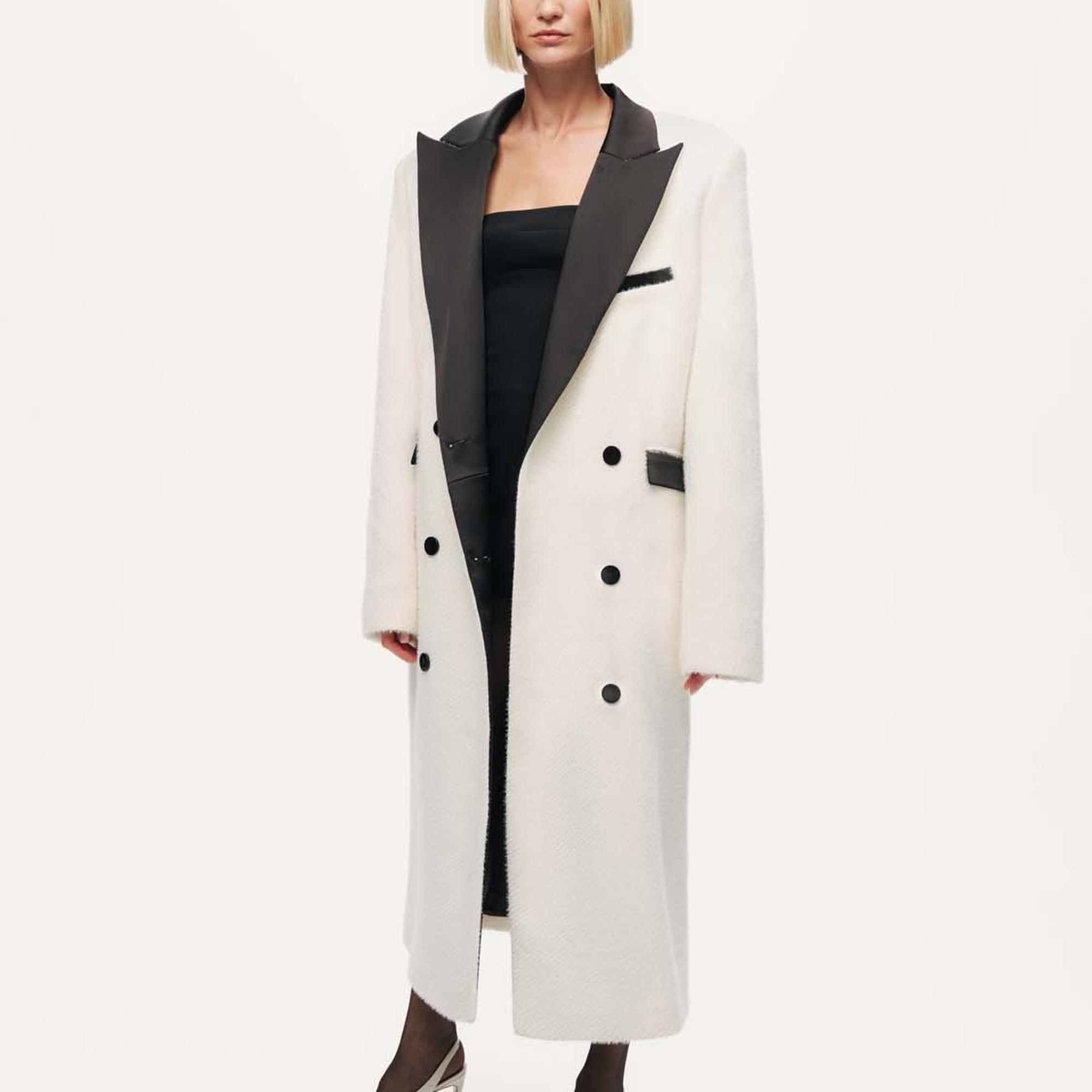 Kontrast Detaylı Maxi Kaban