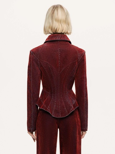  Kadife Korse Detaylı Ceket