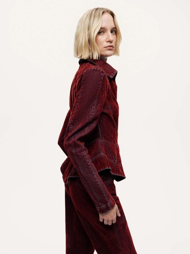  Kadife Korse Detaylı Ceket