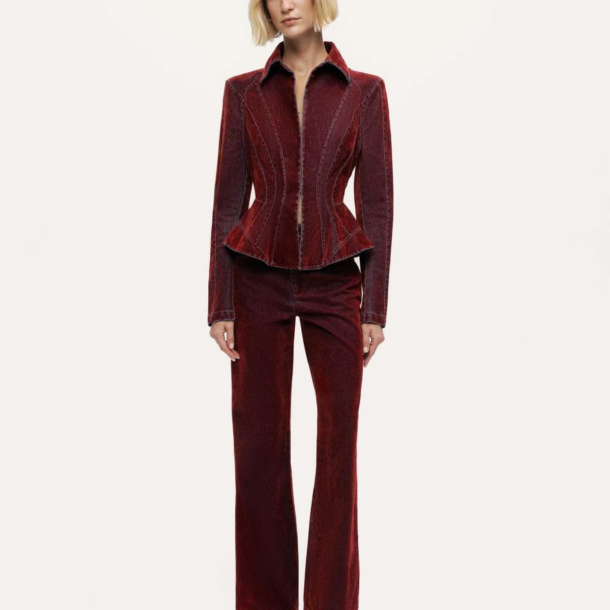 Kadife Korse Detaylı Ceket