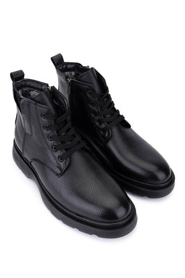  Tamer Tanca Erkek Hakiki Deri Siyah Casual Bot